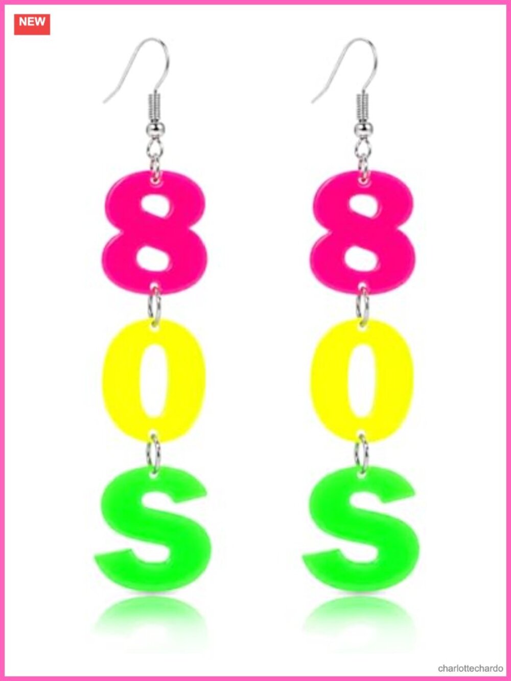 Acrylic Neon Drop Dangle Earrings 80s Party Costume Accessories